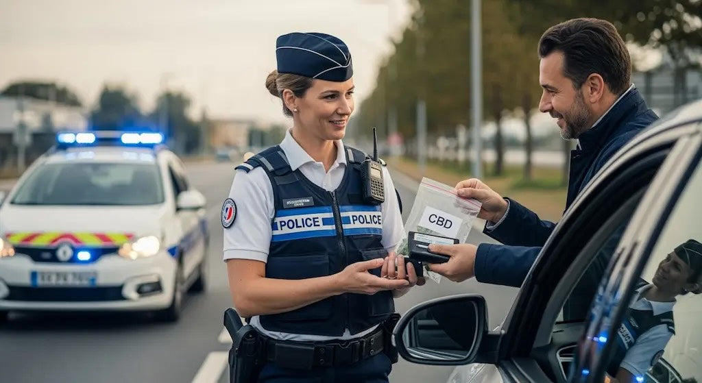 Contrôle routier CBD par la police en plein jour